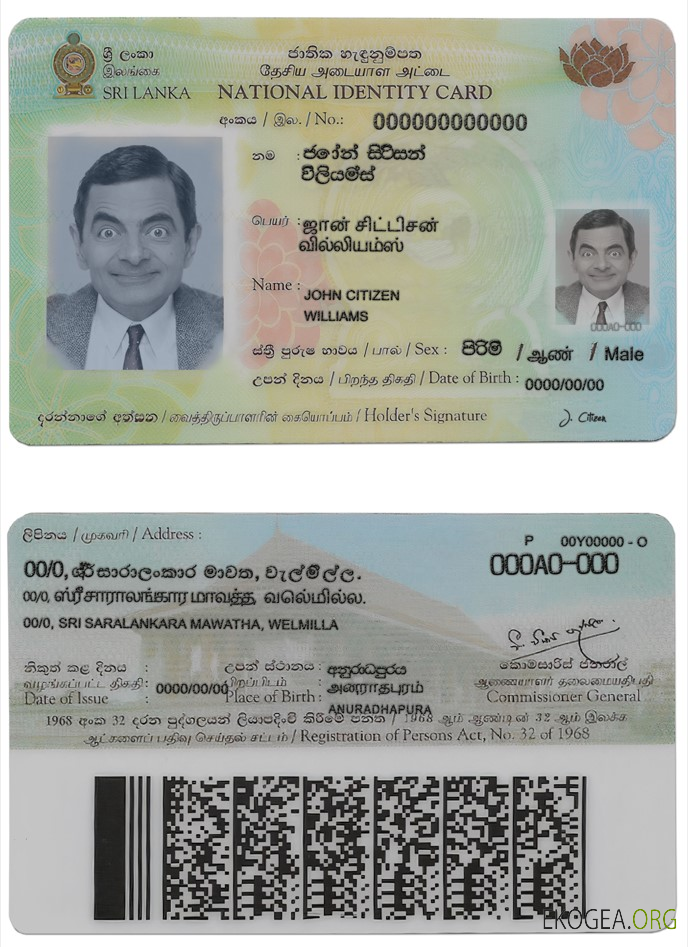 Modèle de carte d'identité du Sri Lanka au format PSD, version 2